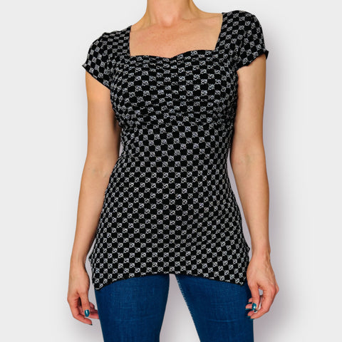 90s Dressbarn Black Silver Sparkle Top size M