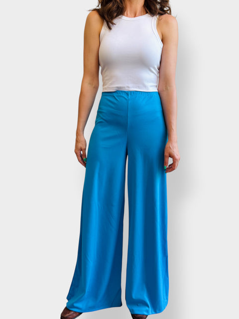 70s Turquoise Wide Leg Bellbottoms Size M
