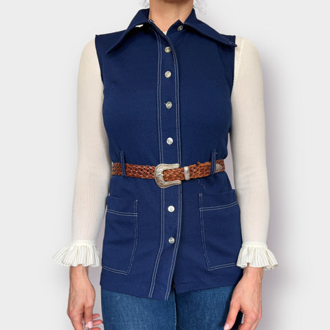 70s navy Tunic Vest Top Size S