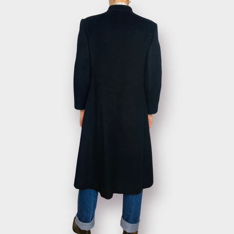 90s Harve Bernard Black Wool Overcoat