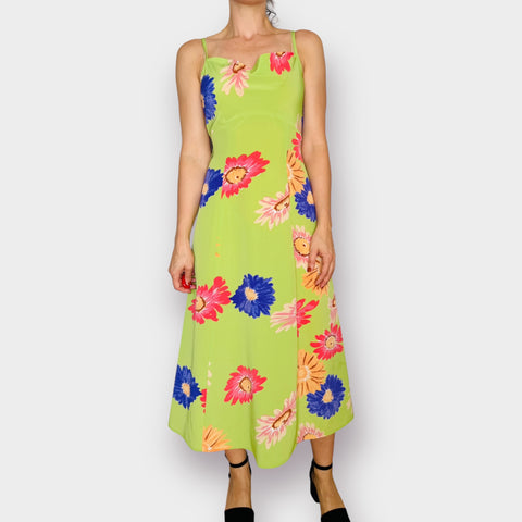 90s Joni Blair Lime Floral Maxi Dress