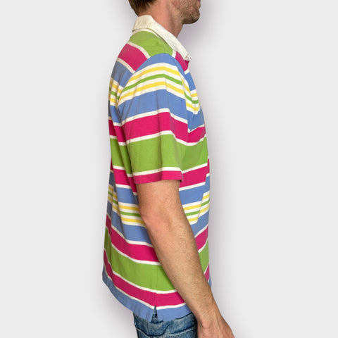 Y2K Lands End Multicolor Striped Polo Size L
