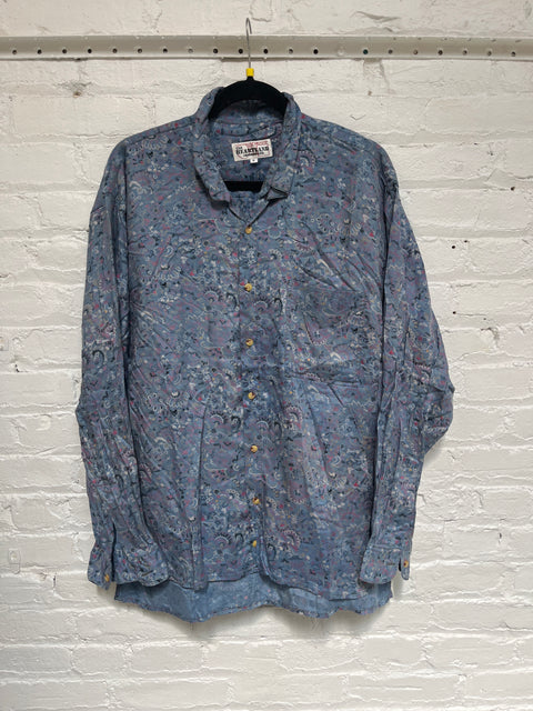 90s The Heartland Blue Floral Top Size M