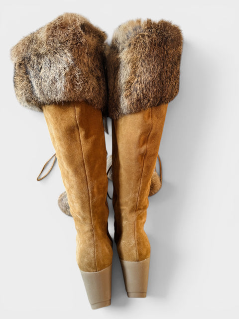 00s COACH Suede and Fur Boots Size 11