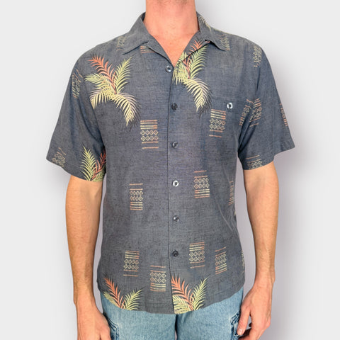 Weekends Blue Silk Tropical Top Size M