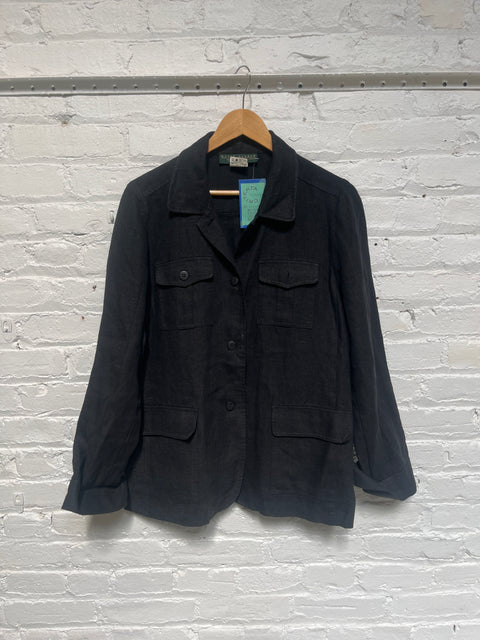 90s Harve Benard Linen Black Shaket Size L