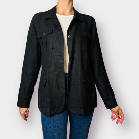 90s Harve Benard Linen Black Shaket Size L