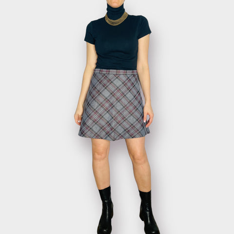 90s Cricket Lane Gray Plaid Mini Skirt