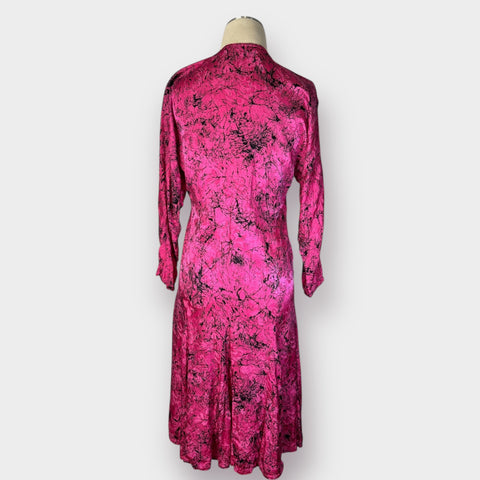 80s Mistero pink & black drop waist dress Size S