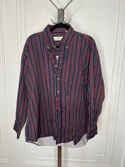 Natural Issue Navy Stripe Button Front Size XL