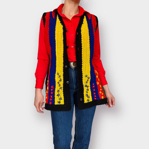 70s Multicolor Handmade Vest Size XL