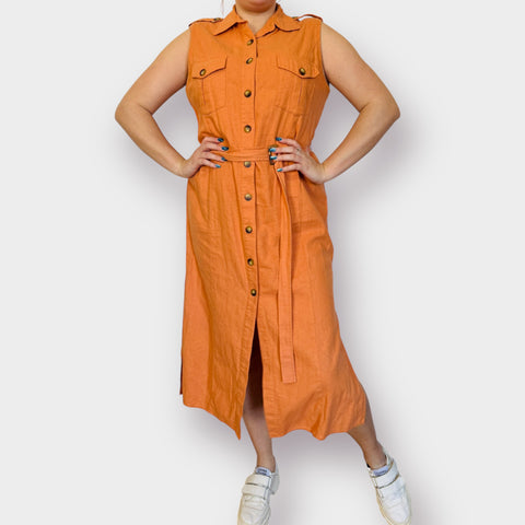 00s Avenue Orange Linen Blend Dress Size XL