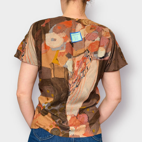 80s Casual Corner Tan Brown Blouse Size S