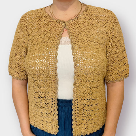 Y2K R&K Tan Gold Crochet Overlay