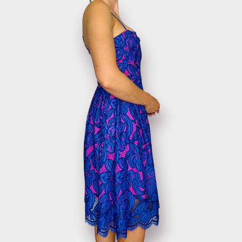 Lilly Pulitzer Blue Hot Pink Lace Dress