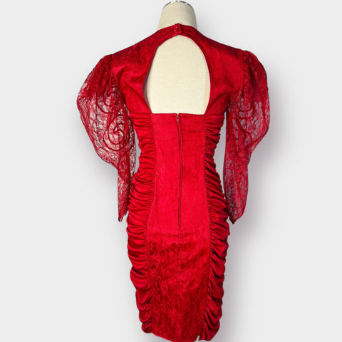 80s Mayvens Red Party Dress Size S