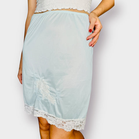 70s Seafoam lace trimmed slip