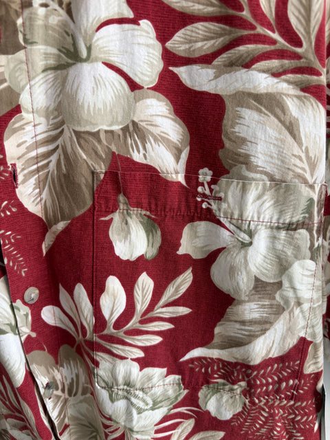 90s Pierre Cardin Red Hawaiian Shirt Size M