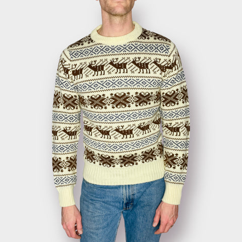 80s Christopher Rand cream sweater with Elk