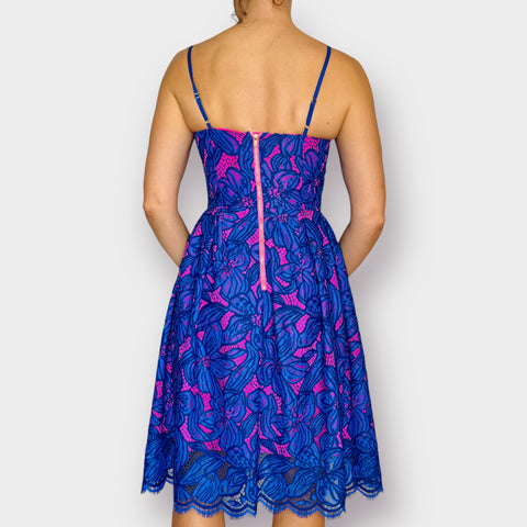 Lilly Pulitzer Blue Hot Pink Lace Dress