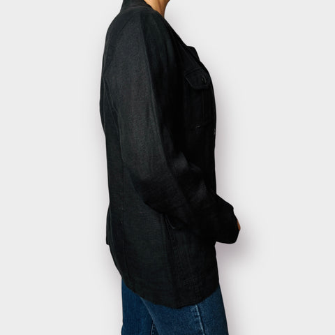 90s Harve Benard Linen Black Shaket Size L