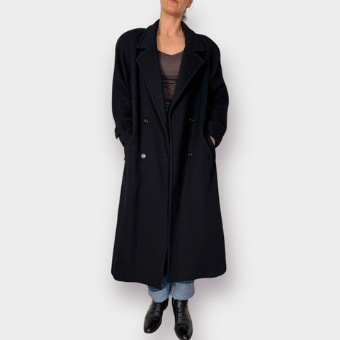 90s Andrea Collection Black Wool Overcoat Size 12