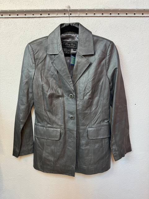 Jerry Lewis Silver Leather Jacket Size XS