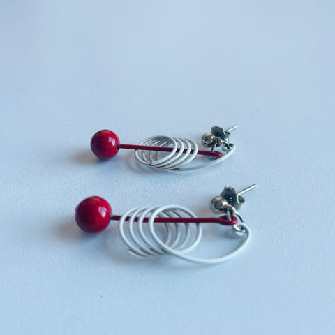90s Red and White Drop Earrings