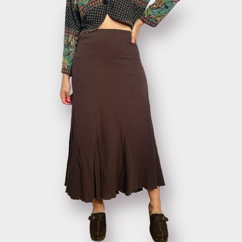 Y2K Brown Cotton Maxi Skirt