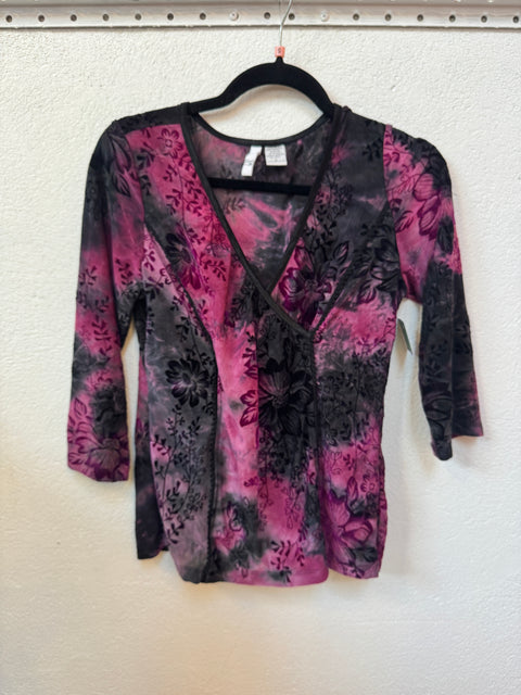 Sami Jo Purple Black Burnout top Size S