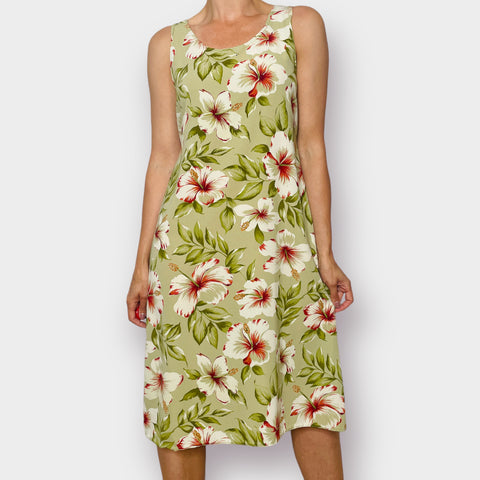 90s Looking Good Sage Tropical Floral Dress