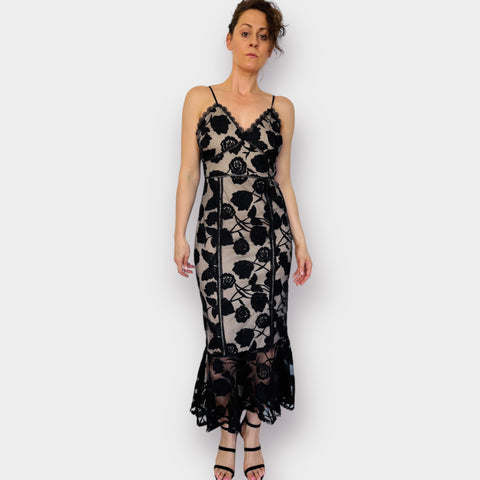 Lulus Black Lace Light tan Dress Size M