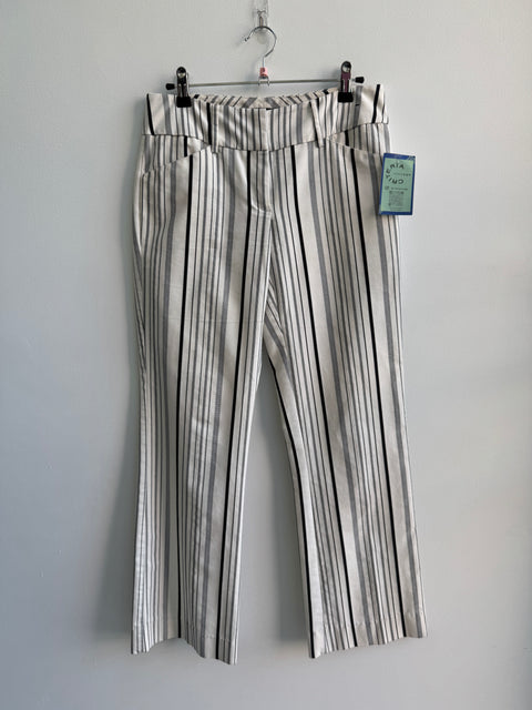 2000s 7th Ave Black White Striped Pants Size XS