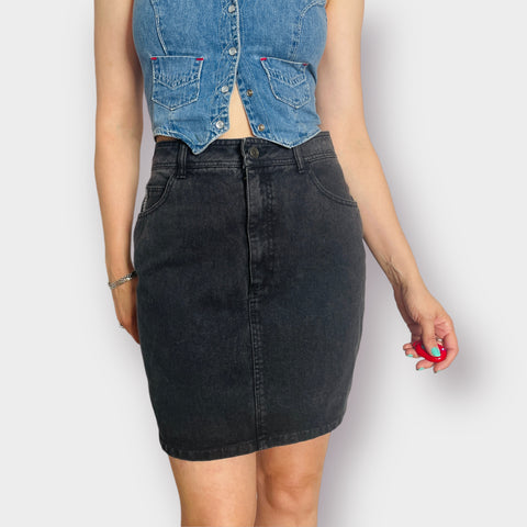 80s Limited Black Jean Skirt