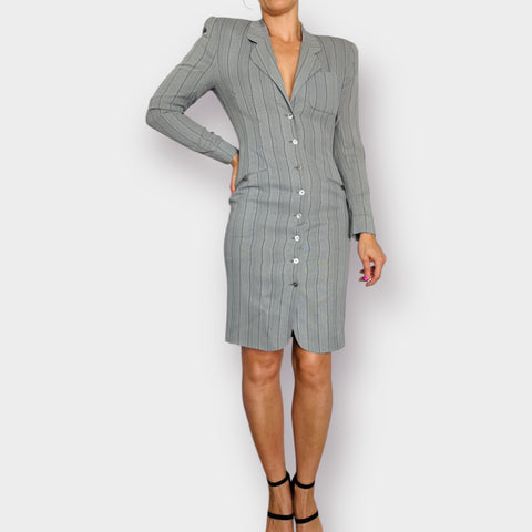 90s Tahari Gray Black Striped Blazer Dress Size M CRITERIA VINTAGE 90s Tahari Gray Black Striped Blazer Dress Size M CRITERIA VINTAGE