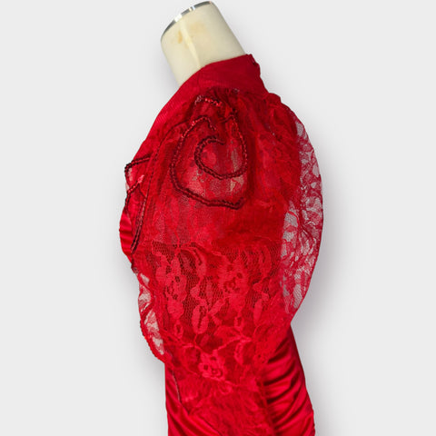 80s Mayvens Red Party Dress Size S