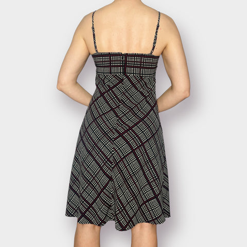 Y2K The Limited Black Cream Red Plaid Pattern Dress