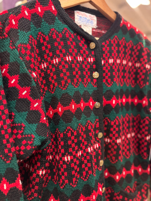 70s Tally Ho Christmas Cardigan Size M