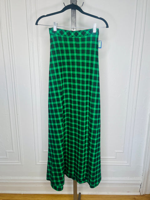 70s green black checkered maxi skirt Size XS