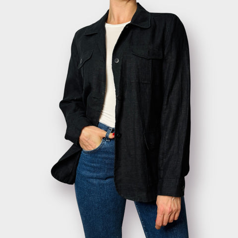 90s Harve Benard Linen Black Shaket Size L