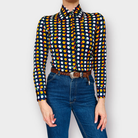 70s Lucky Pierre Polka Dot Blouse