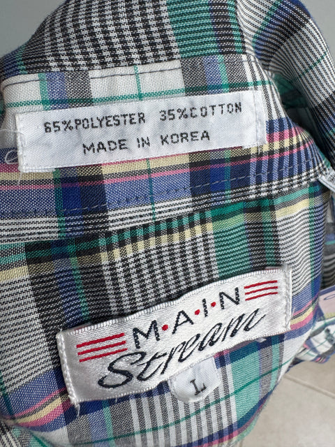 80s Main Stream plaid short sleeve Size L