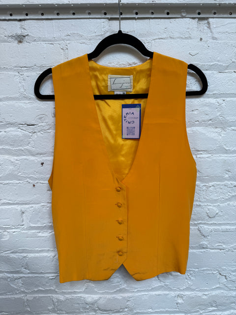 90s Spenser Jeremy Yellow Silk Vest Size M