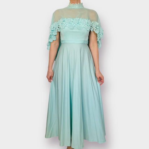 70s Marilyn Seafoam Maxi Dress Size S/M