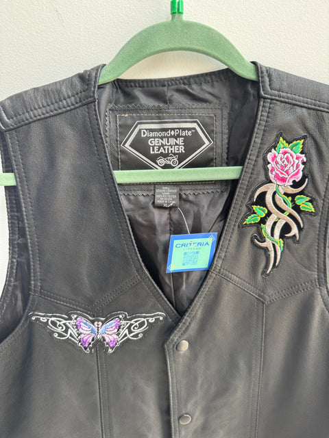 Y2K Diamond Plate Leather Vest Size XL