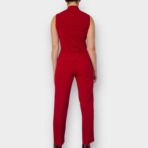 90s Harolds Red Trouser and Shell Vest Set Size S