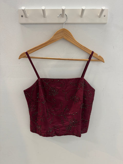 90s NY & Co Burgundy Sparkle Top Size S