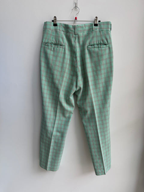 70s Green and Gray Checkered Pants Size 36