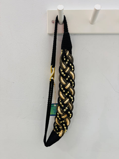 80s Black Gold Braided Statement Belt