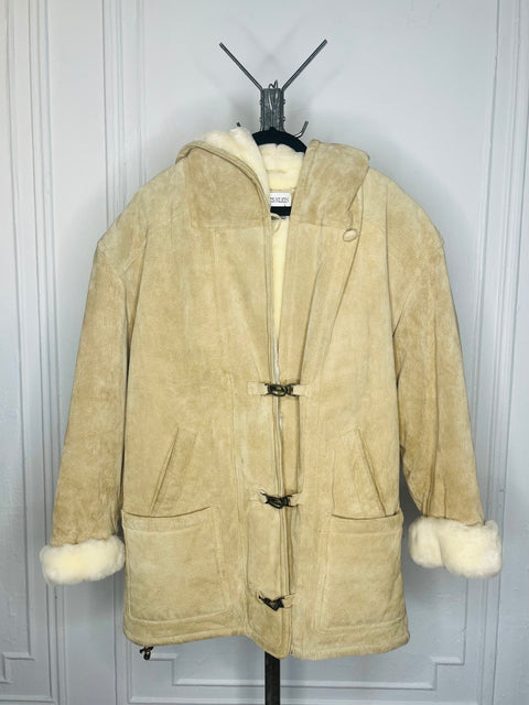 90s Charles Klein Suede and Faux Fur tan jacket size M